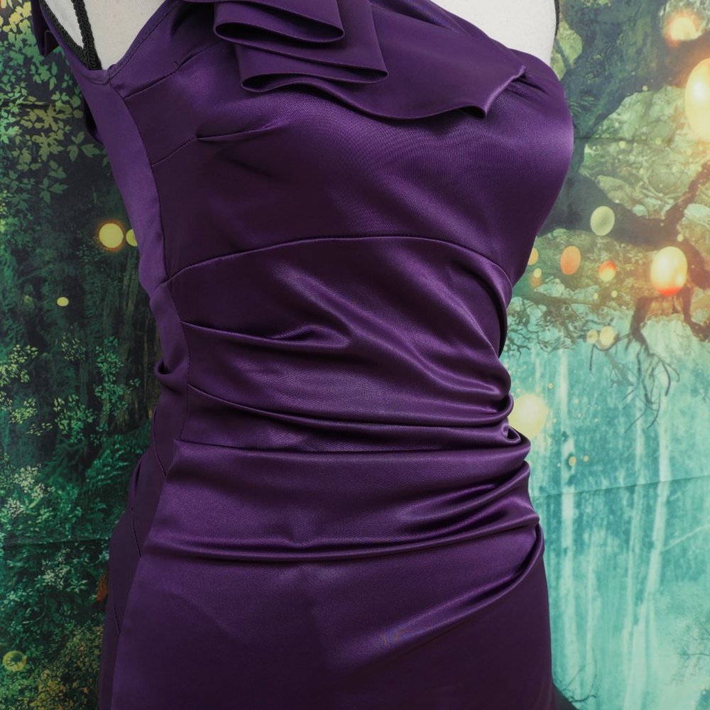B. Smart Purple One Shoulder Satin Size 5/6 Dress - Picture 6 of 11